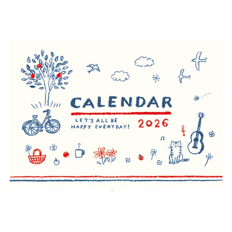 2026年度カレンダー イラストライフカレンダー(日曜始まり)